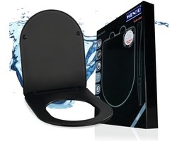 WENKO WC bril Galati - mat zwart MDF - Soft Close - RVS scharnieren - Toiletbril - Toiletzitting - WC Bril zwart mat