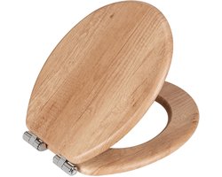 WENKO WC bril Licht eiken decor - MDF FSC gecertificeerd - Easy-Close softclose sluiting - Fix-Clip bevestiging afklikbaar - Toiletbril houtdecor - Toiletzitting met houtprint