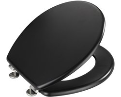 WENKO WC bril Prima - mat zwart MDF - FSC hout - RVS scharnieren - Toiletbril - Toiletzitting - WC Bril zwart mat