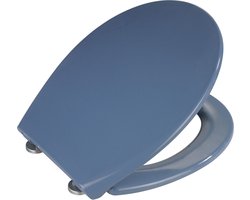 WENKO WC bril Samos - antibacterieel donkerblauw Duroplast - Easy-Close softclose sluiting - Fix-Clip bevestiging in RVS - Toiletbril - Toiletzitting - Donkerblauw