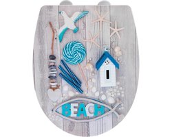 Wenko Wc-bril Strand 36,5 X 45 Cm Acryl Beige/wit/blauw