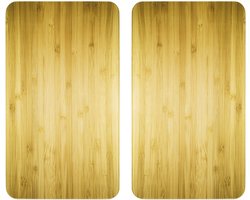 WENKO WOODEN LOOK glazen beschermplaten voor het fornuis - 2 stuks