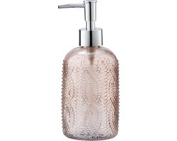WENKO Zeepdispenser Vetro roze glas 400ml - Zeeppompje vrijstaand en navulbaar - Badkamer/toilet/keuken