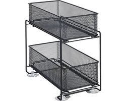 Wenko Zwart uitschuifbaar rek keukenkast 2 manden