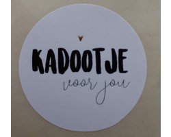 Wensetiket Kadootje voor jou - Cadeausticker  - Sluitsticker  - Verjaardagssticker  - rond - 40mm - wit/zwart met goud hartje - 10 stuks