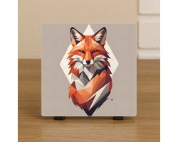 Wenstegel Vos Staand – Keramiek 10,5x10,5 cm – Boho Dieren Wanddecoratie – Spreuktegel – Stijlvolle Woondecoratie met Boodschap – Trendy nu– Hip trendy tegeltje – Cadeau – Zomaar – Deco