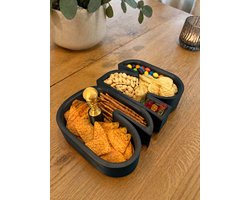 Wereldbeker Snackschotel – Voetbal Snack Tray – Snackhouder voor Chips, Nootjes en Hapjes – World Cup 2026 Thema – Zwart/Goud
