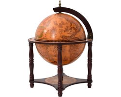 Wereldbol Bar - Drankenkast Globe - Dranken Presenteren - Massief Eucalyptushout - 42 x 42 x 57 cm - Bruin