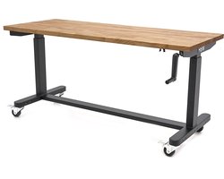 Werkbank met massief houten blad, in hoogte verstelbaar, verrijdbaar, 152 cm