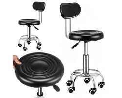 Werkkruk Verrijdbaar - Kruk met Wielen - Draaikruk 360° - Verstelbare Hoogte - Zitting 32 cm - Tot 150 kg - Voor Kantoor, Keuken en Bar