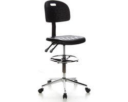 Werkkruk/Verhoogde Bureaustoel - Kunstleder - Zwart/Zilver - Ergonomisch