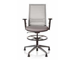 Werkkruk/Verhoogde Bureaustoel - Met Armleuning - Polyester - Grijs - Ergonomisch