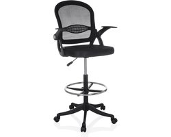 Werkstoel / Baliestoel Naluro Work, zitting van stof / rugleuning van gaas, zwart, hjh OFFICE