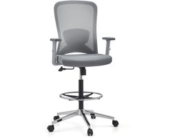 Werkstoel / barkruk TOP WORK 44 W Zitting stof / rugleuning gaas grijs hjh OFFICE