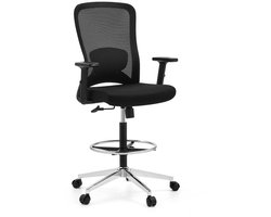 Werkstoel / barkruk TOP WORK 44 Zitting stof / rugleuning gaas zwart hjh OFFICE