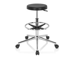 Werkstoel / Werkkruk TOP WORK 14 I duurzaam PU, verchroomd zwart hjh OFFICE