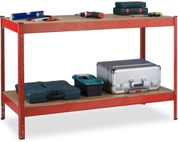 werktafel - 2 etages - verstelbaar - 300 kg per etage - 91 x 141 x 61 cm - staal