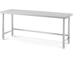 Werktafel RVS - Keukentafel Tafelblad - Voedselbereiding - Hoge Draagkracht - 200 x 60 cm - Zilver