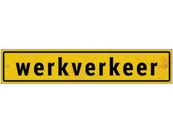 Werkverkeer bord met boorgaten en zuignapjes - Sign Again - 40 x 8 cm