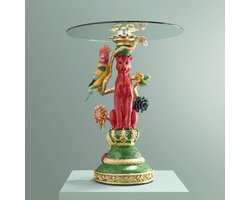 WERNS Leopard Bijzettafel - Luipaard met Kaketoe - Meerkleurig - 40x51 cm - Design Salontafel - Decoratief