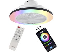 WERYOU® illuminAIR Plafondventilator - Plafonniere - Plafondventilator met verlichting - Plafonniere - Ventilator lamp - Tuya Wifi Smart - RGB Ledlamp - Plafondlamp - Incl Afstandsbediening - Dimbaar - ⌀56CM