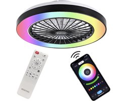 WERYOU® illuminAIR Plafondventilator - Plafonniere - Plafondventilator met verlichting - Plafonniere - Ventilator lamp - Tuya Wifi Smart - RGB Ledlamp - Plafondlamp - Incl Afstandsbediening - Dimbaar - ⌀56CM