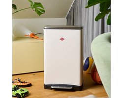 WESCO Big Double Boy Afvalscheider | 36 Liter | Duo Pedaalemmer (2x18 Liter) | Metaal - Mat zand | Prullenbak - Designed in Germany