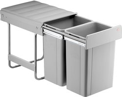 Wesco Big Double Inbouw Prullenbak - 52 l (2 x 26l) - Grijs
