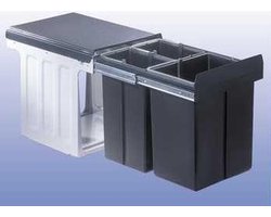 Wesco Bio Trio Maxi Inbouw Prullenbak - 20 l + 2 x 10 l - Grijs