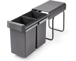Wesco Double Deluxe Antraciet - Inbouw Prullenbak - 2x 15 Liter - 30 liter inhoud
