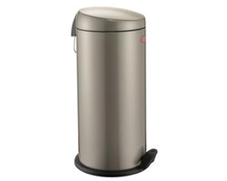 Wesco klassieke pedaalafvalverzamelaar CAPBOY MAXI in de kleur nieuwzilver, gepoedercoat plaatstaal, metalen inzetstuk met 22 liter inhoud, kunststof voetpedaal