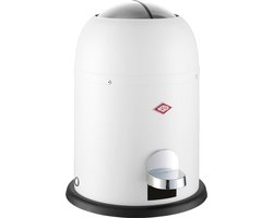 WESCO Mini Master cosmetica-emmer in de kleur matwit, gepoedercoat staalplaat, inhoud 6 liter, kunststof binnenemmer, voetpedaal