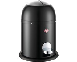 WESCO Mini Master cosmetica-emmer in de kleur matzwart, gepoedercoat staalplaat, inhoud 6 liter, kunststof binnenemmer, voetpedaal