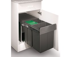 WESCO® Profiline Trio-Master 410 S/400-3 met bio-deksel - antraciet - 40 L - inbouw prullenbak