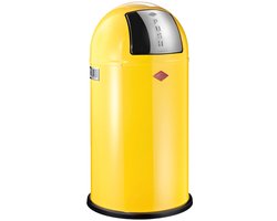 WESCO Pushboy Prullenbak | 50 Liter | Metaal - Citroengeel | Vuilnisbak - Made in Germany