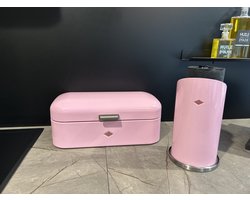 Wesco set Grandy Brooddoos & Keukenrolhouder - Broodtrommel Wesco - 42x22x17 cm -Roze - Keukenrolhouder - WESCO® -set van 2