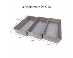 [WESHEIR]-[Organizer voor IKEA kledingkast]-[kast organizer]-[PAX 75]-[opbergsysteem voor lades]-[ voor T-shirts, truien, breiwaren, jeans, broeken, sportkleding]-[3 stuks file folder]-[22cm*51cm*11cm x2 stuks, 19cm*51cm*11cm]