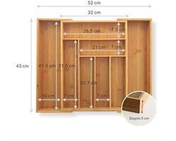 WESHEIR- Uitschuifbare Bamboe Bestekbak- Bestekcassette -43CM diep-Geschikt voor IKEA-keuken