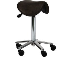 Wesjon Zadelkruk PEB080 - echt leer - hoogte verstelbaar - zithoek instelbaar - verrijdbaar - kleur Off-Black