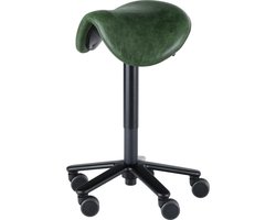 Wesjon Zadelkruk PEB080 - echt leer - hoogte verstelbaar - zithoek instelbaar - verrijdbaar - kleur Stelvio Green