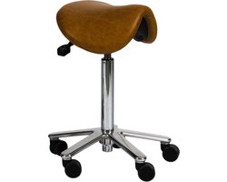 Wesjon Zadelkruk PEB080 - echt leer - hoogte verstelbaar - zithoek instelbaar - verrijdbaar - kleur Stelvio Sand