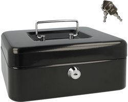 Westcott geldkist - 200x161x90mm - zwart - kunststof inzet met 3 vakken - AC-E51001-ZW