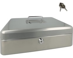 Westcott geldkist - 301x242x91mm - zilvergrijs - kunststof inzet met 5 vakken - AC-E51002-ZI