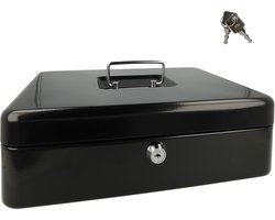 Westcott geldkist - 301x242x91mm - zwart - kunststof inzet met 5 vakken - AC-E51002-ZW