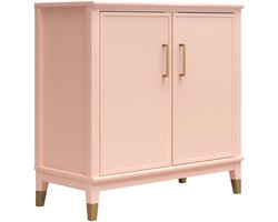 Westerleigh - Wandkast met 2 Deuren in Roze - Gouden Pootjes en Handgrepen (85 x 86 x 41 cm)