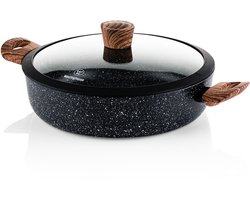 Westinghouse Hapjespan – Ø 28 cm – Inductie Pan – PFOA-vrij – Inclusief Deksel – Black Marble Wood