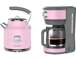 Westinghouse Retro 2-delige Set – Waterkoker 1,7L + Filter Koffiezetapparaat – Roze