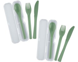 Westmark 2 besteksets van elk 3 delen - praktische bestekset met mes, vork en eetlepel in afhaaldoos, ideaal voor kamperen, festival en picknick - BPA-vrij - muntgroen
