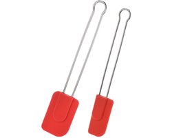 Westmark 2 kook- en deegspatels met siliconen kop, lengte: 22,5 cm/28,5 cm, siliconen/roestvrij staal, siliconen, rood/zilver, 154622E7