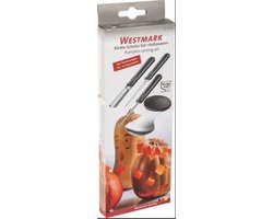 Westmark Decoratiesnijders voor pompoenen en ander fruit/groenten, 4-delig, incl. snijsjablonen, Halloween, RVS/kunststof, zwart/zilver, 51282260